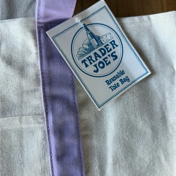LARGE Lavender 💜 Trader Joe’s Canvas Tote Bag 🎁 FREE TJ Comfort Foods Poly Bag - Picture 16 of 16